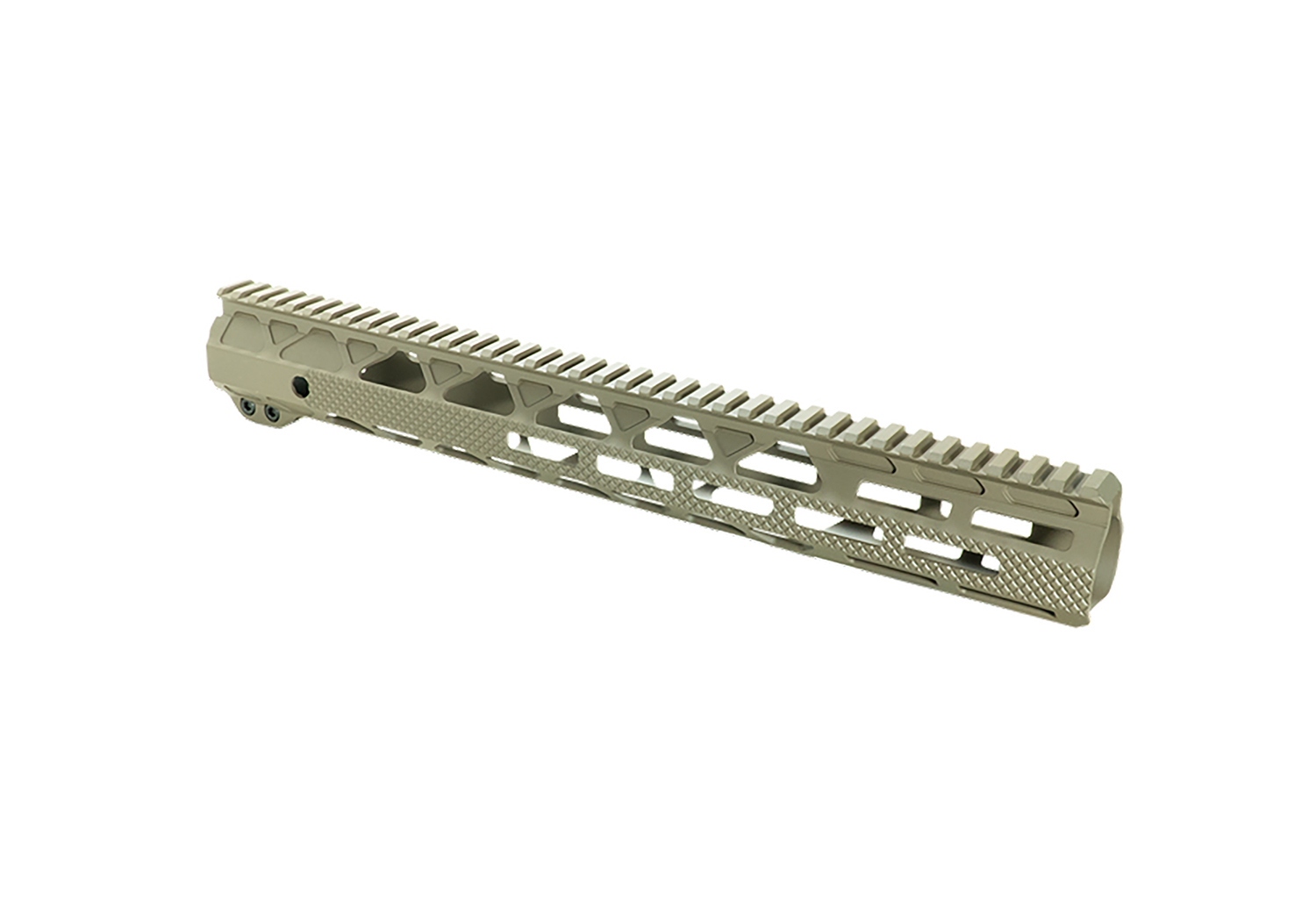 Tan AR-15 rifle handguard with top rail