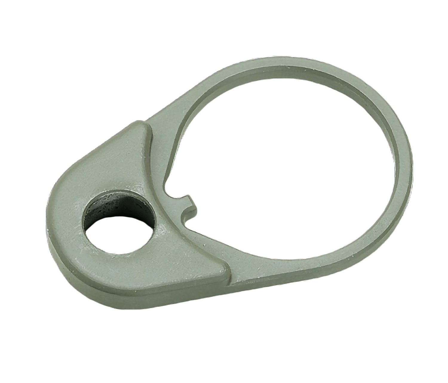 Green plastic mounting clamp with circular ring