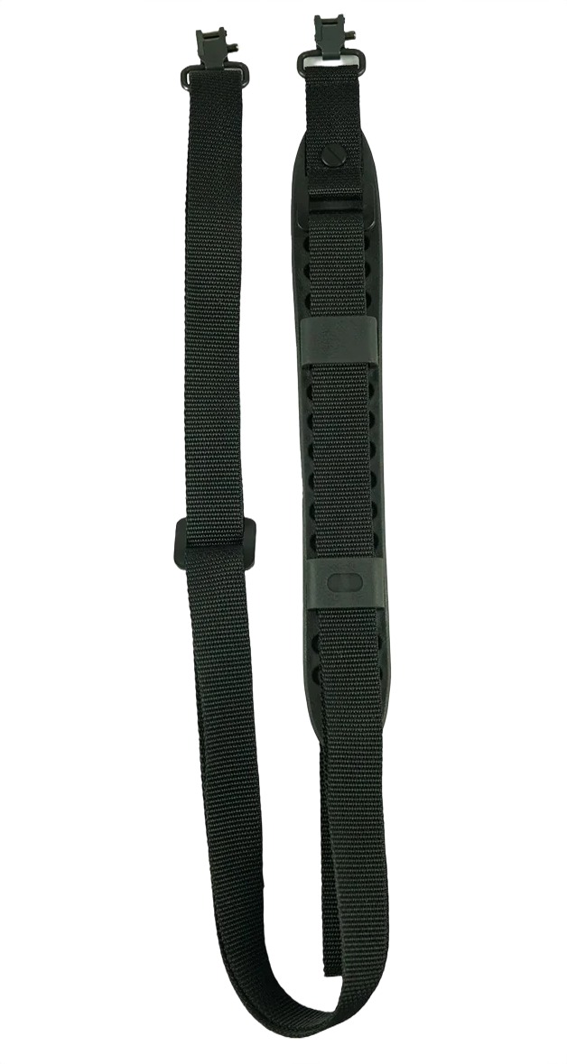 Black adjustable nylon shoulder strap with buckle
