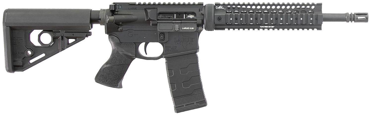 Black AR-15 style semi-automatic rifle
