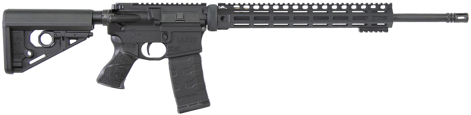 Black modern semi-automatic rifle on white background