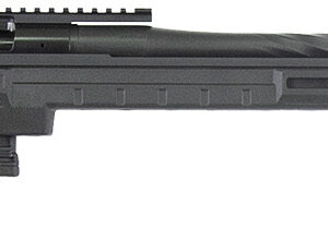 Black bolt-action precision rifle on white background