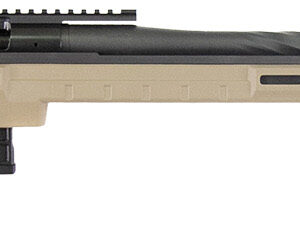 Tan bolt-action rifle with black barrel