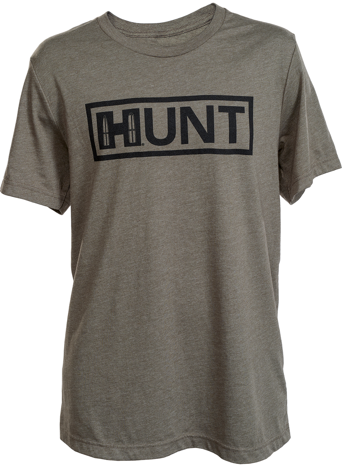 Gray HUNT graphic t-shirt with bullet logo