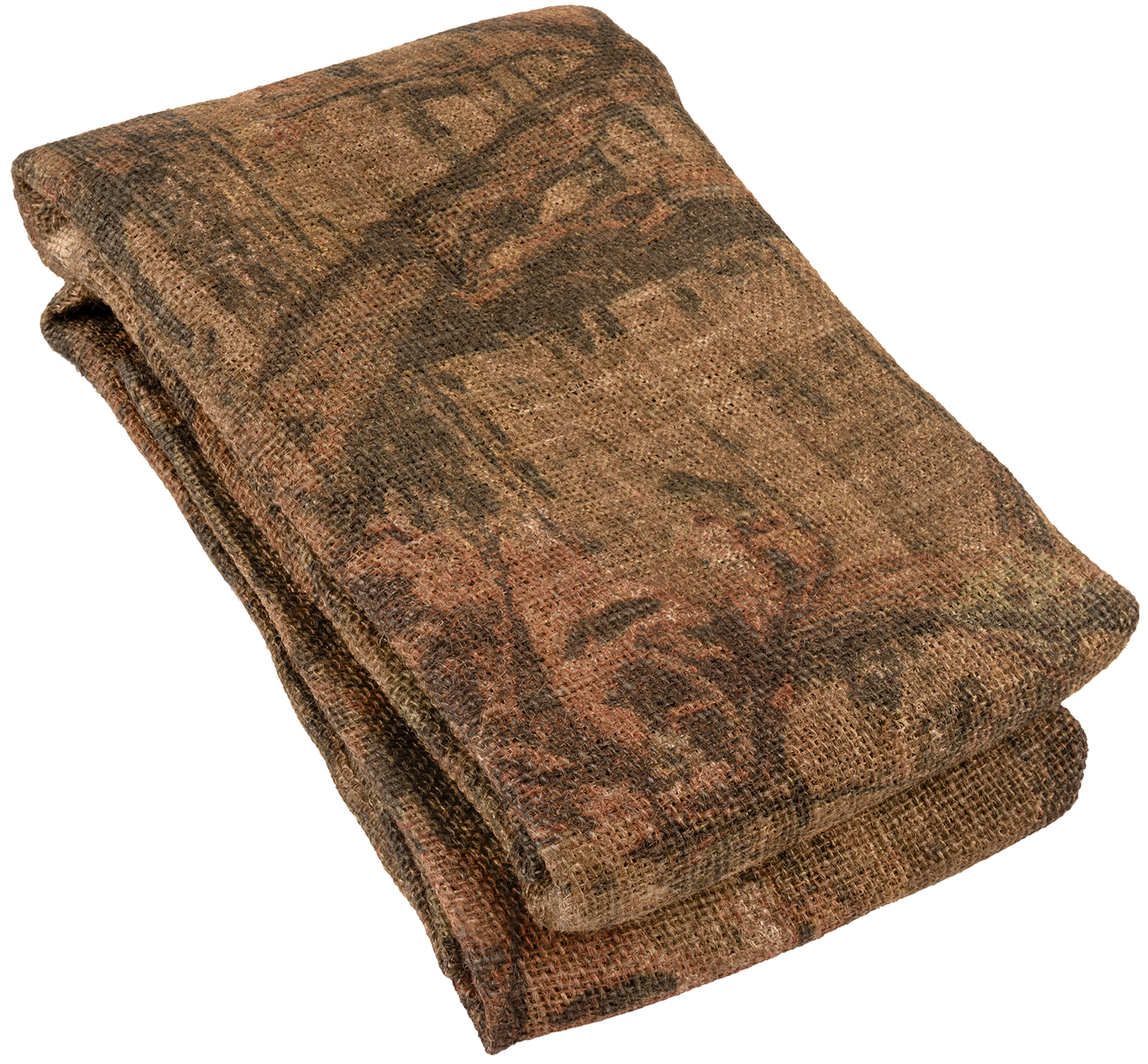 Folded brown floral patterned woven blanket