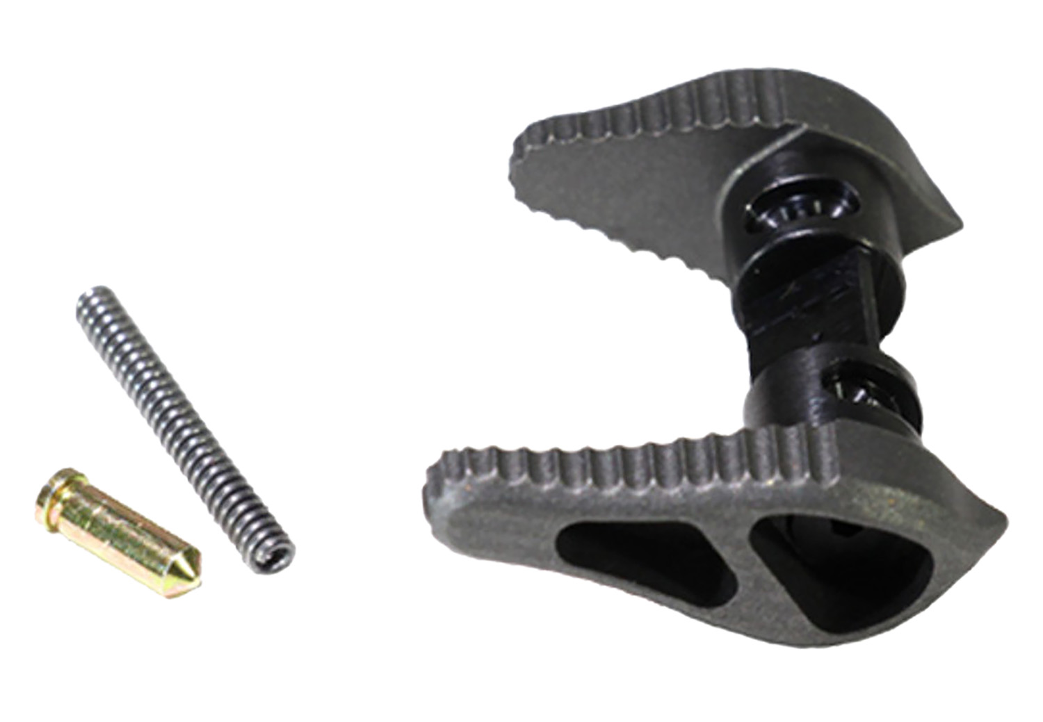 Metal clamp assembly with spring and pin