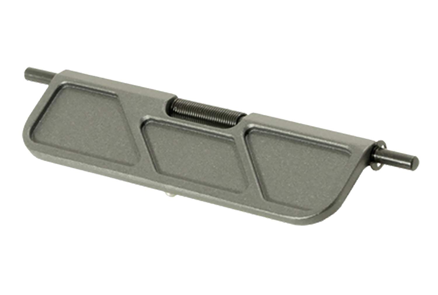 Metal spring-loaded hinge mechanism on white background