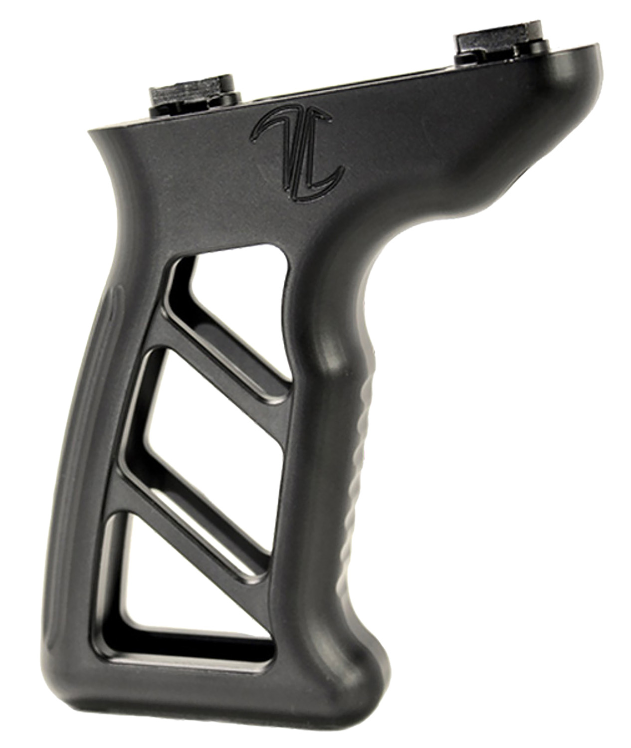Black angled foregrip with textured grip design