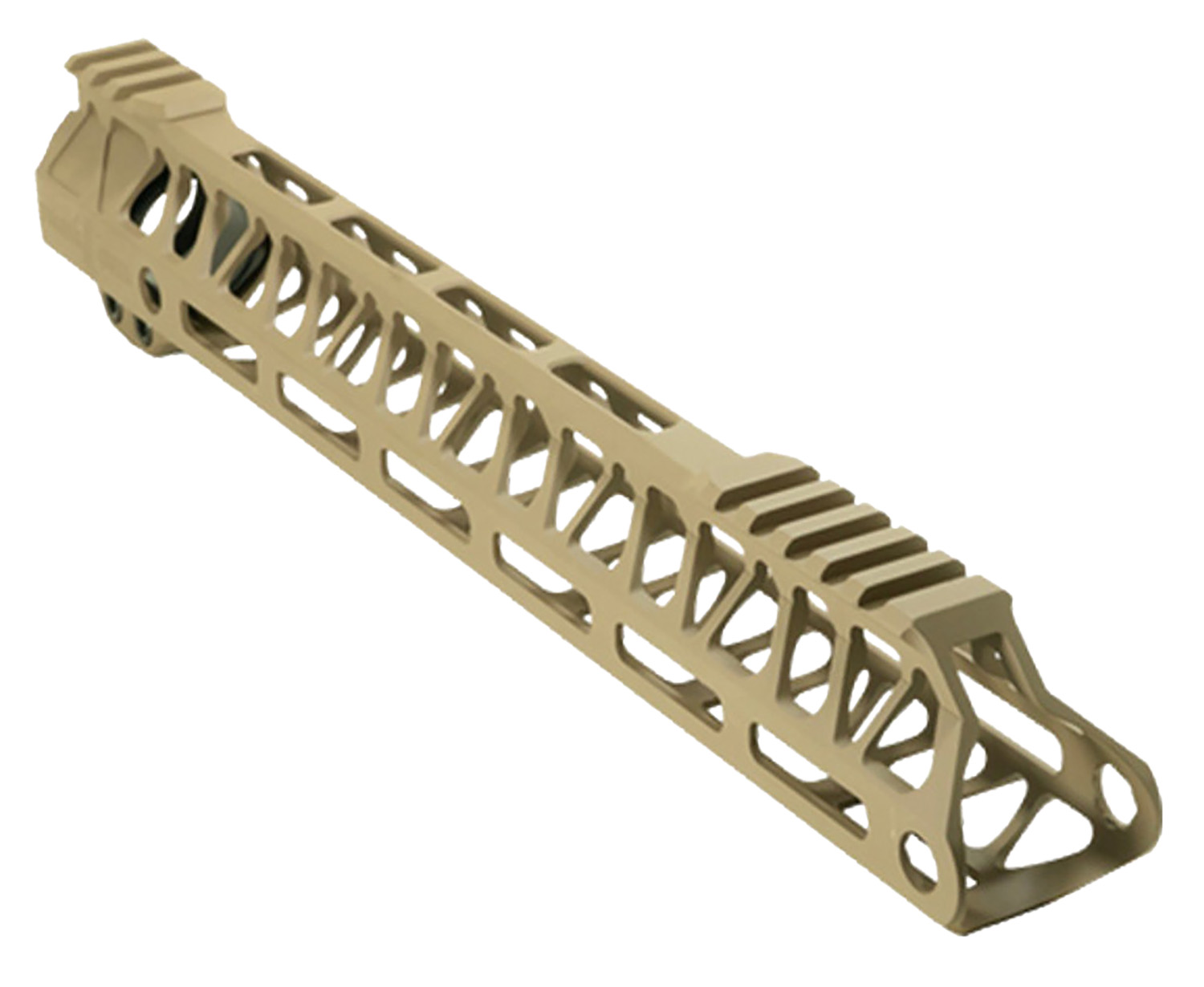 Tan lightweight rifle handguard with ventilated rail system