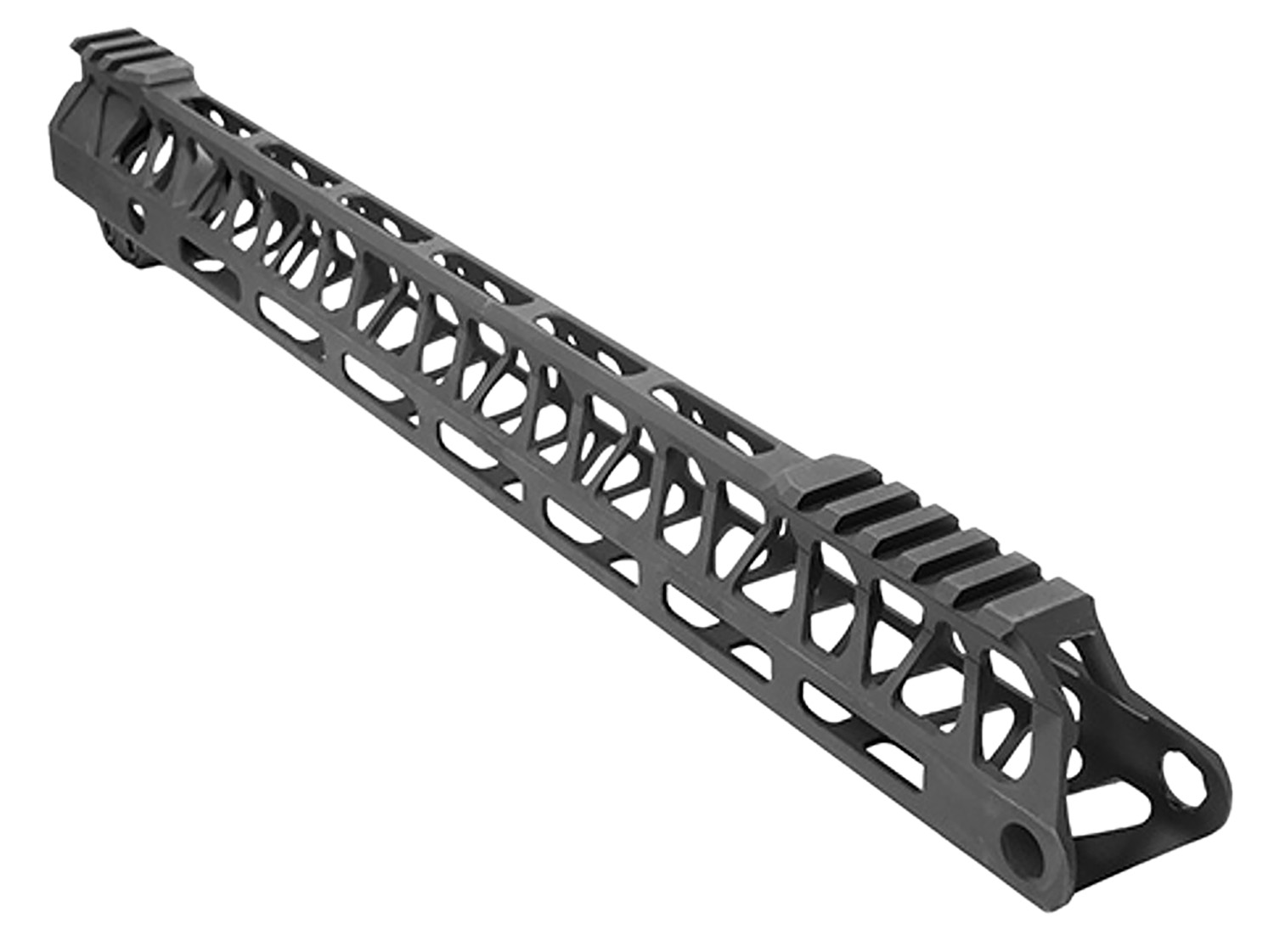 Black metal rifle handguard with rail system