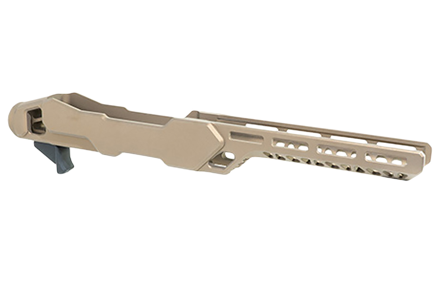 Tan adjustable rifle stock on white background