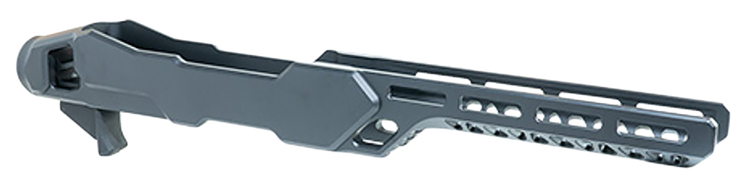 Gray tactical rifle stock on white background