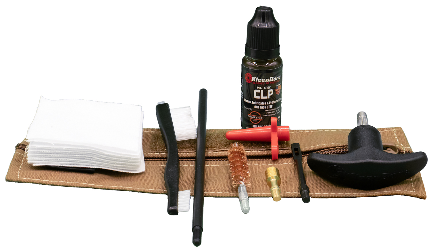 Gun cleaning kit with brushes and oil bottle