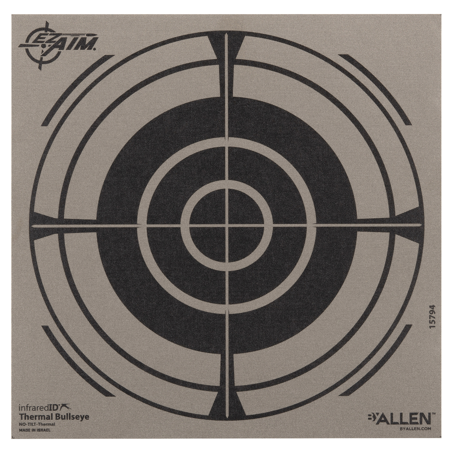 Black and white bullseye target with crosshairs