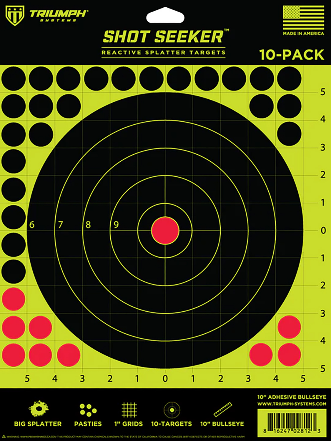 Neon reactive splatter bullseye shooting target sheet
