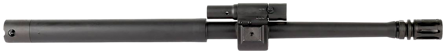 Rifle barrel with attached suppressor and front sight