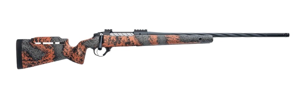 Camouflage bolt-action rifle with fluted barrel