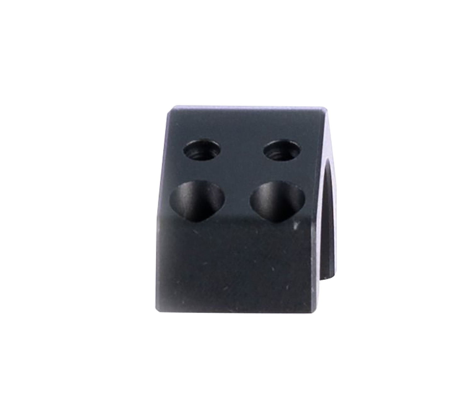 Black metal block with four front holes