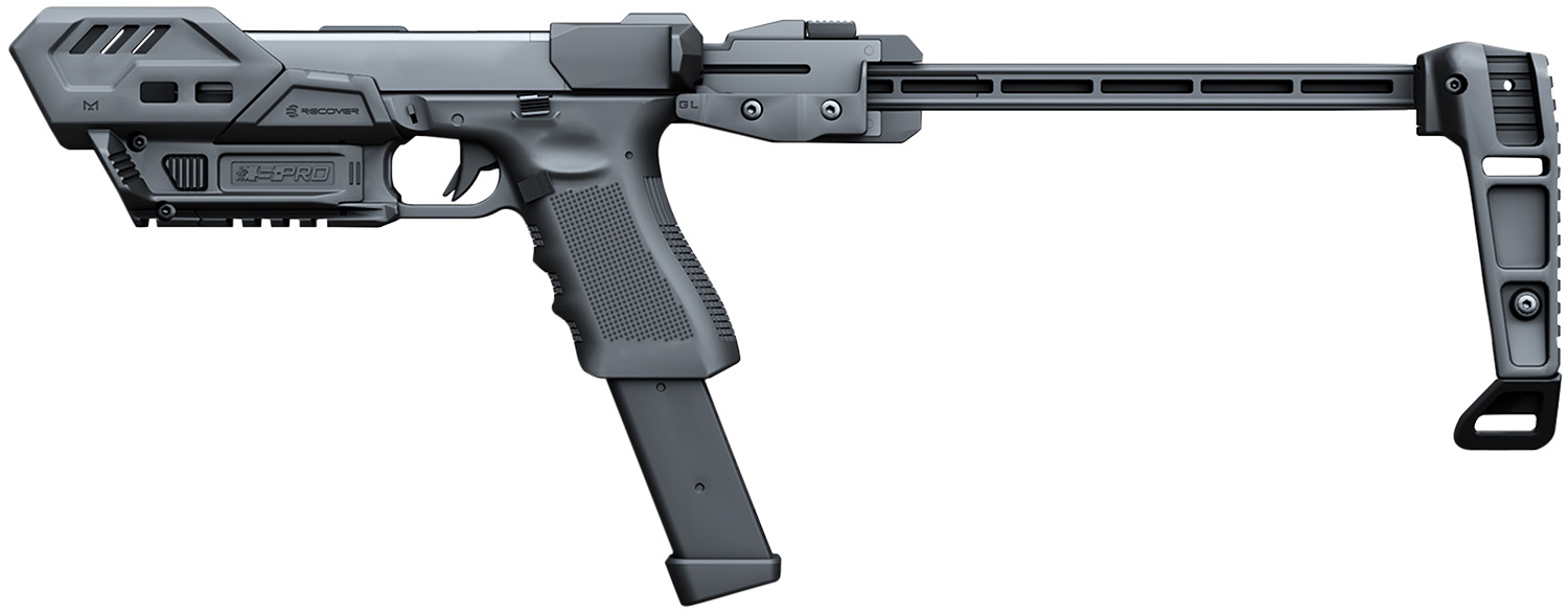Modern tactical pistol with extended barrel and brace