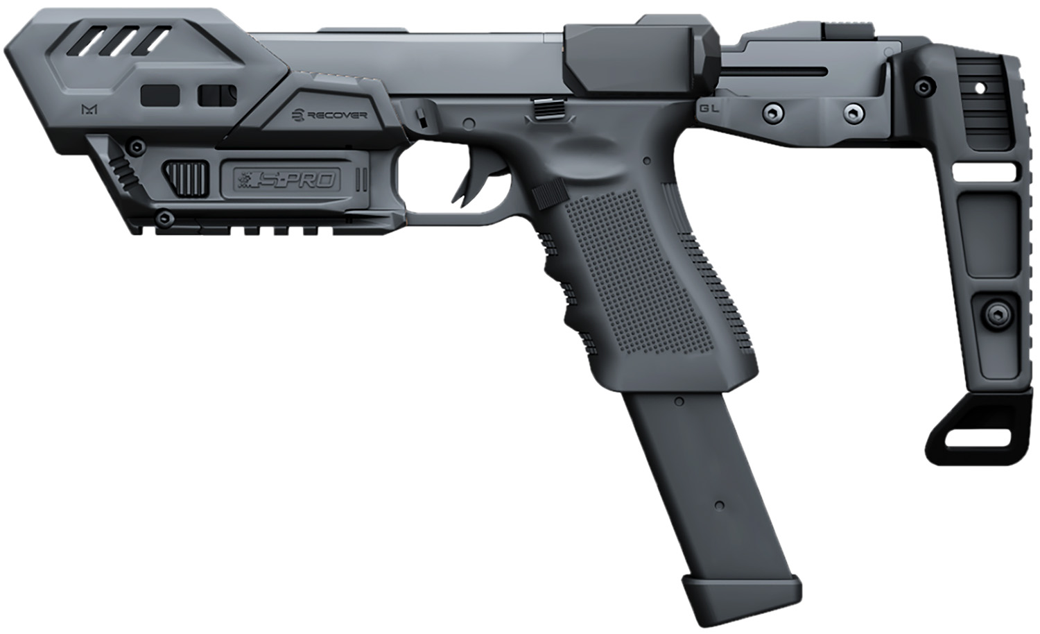 Handgun with tactical brace and extended magazine