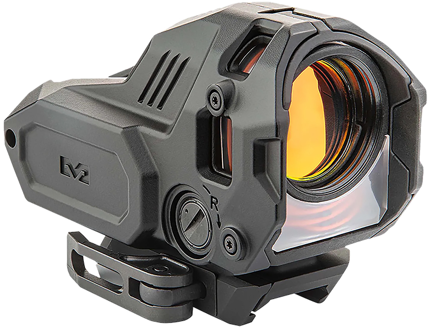 Rugged tactical red dot sight with amber lens