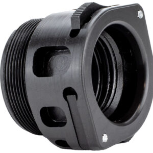 Black threaded plastic pipe fitting with flange