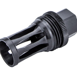 Black metal firearm flash hider muzzle device