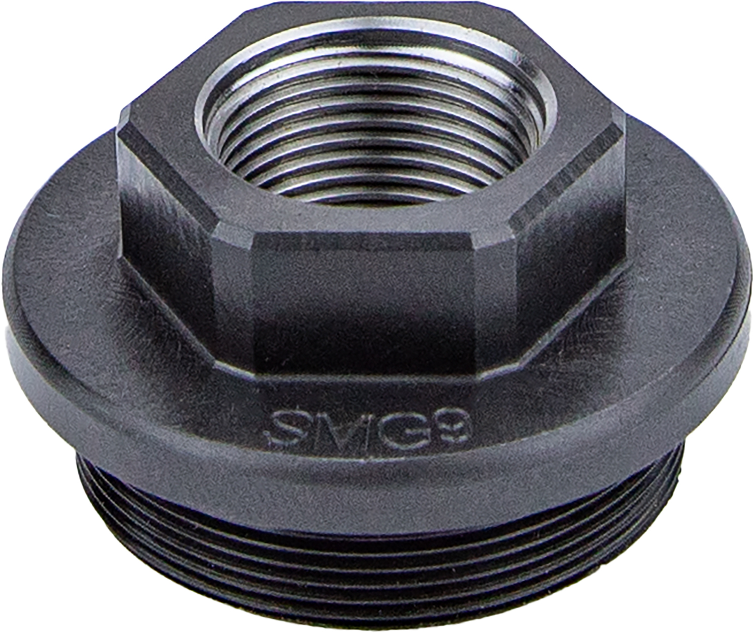 Black threaded hex bushing plumbing fitting