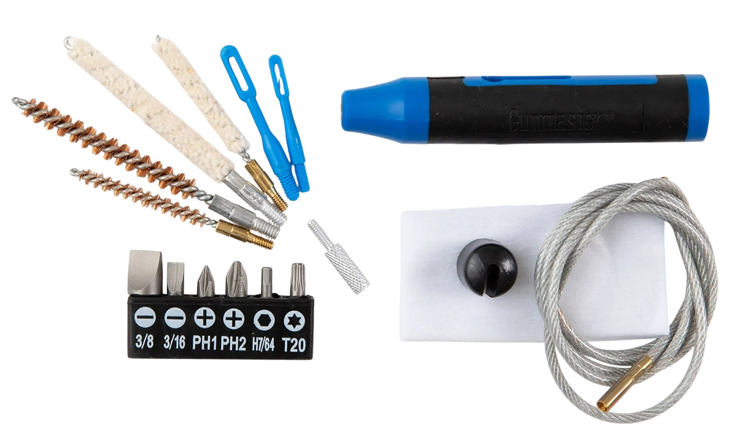 Gun cleaning kit with brushes and tools