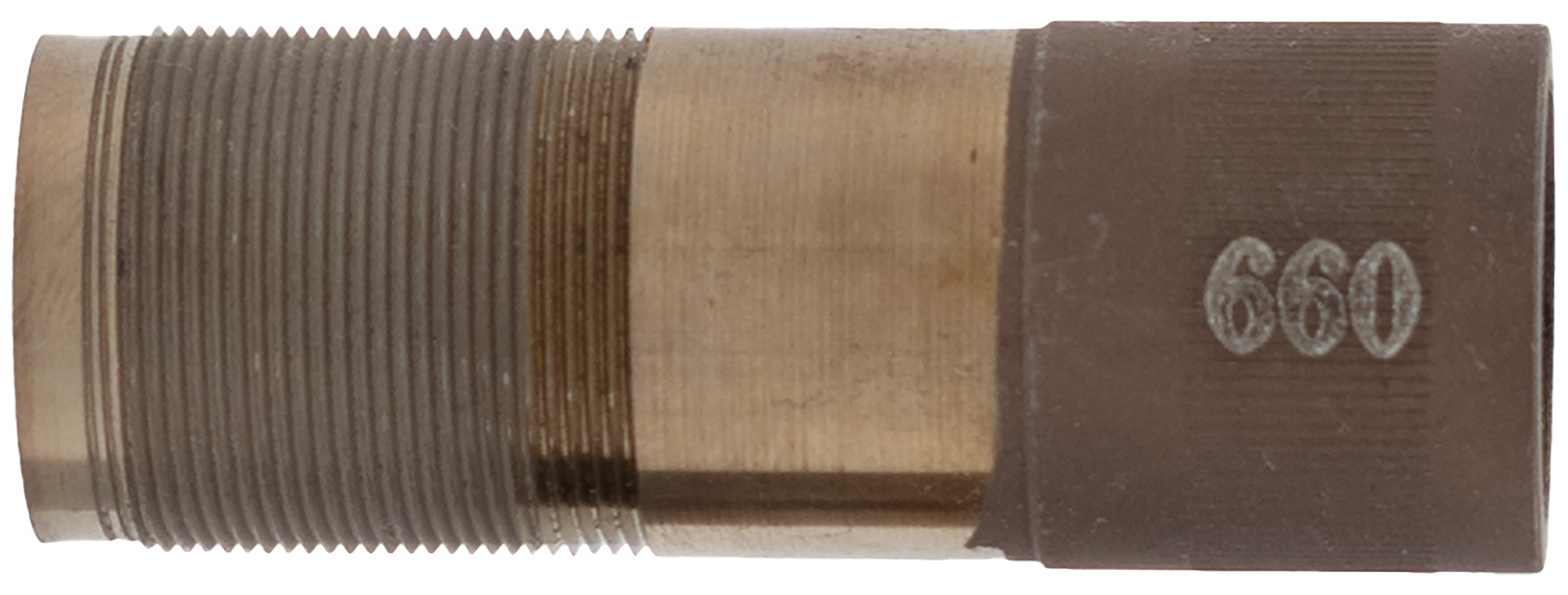 Threaded metal industrial fitting with brown cap labeled 660