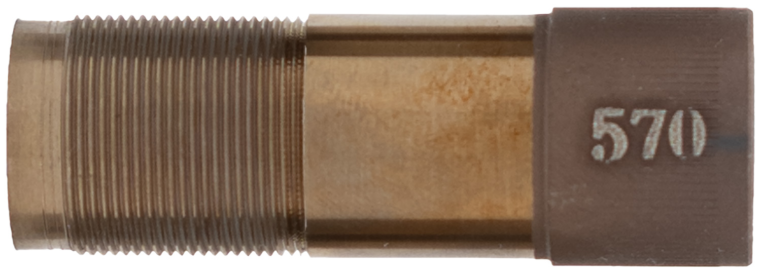 Threaded metal gauge tool marked 570