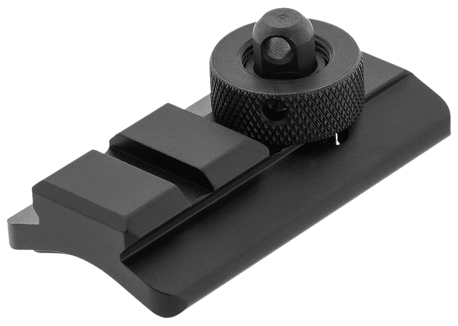 Black metal rail mount with knurled knob
