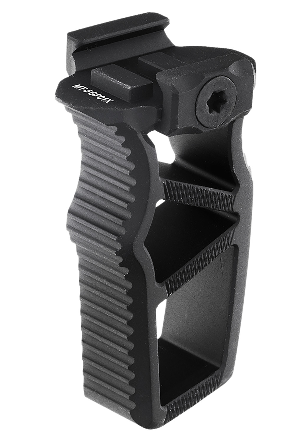 Black angled foregrip with Picatinny rail mount