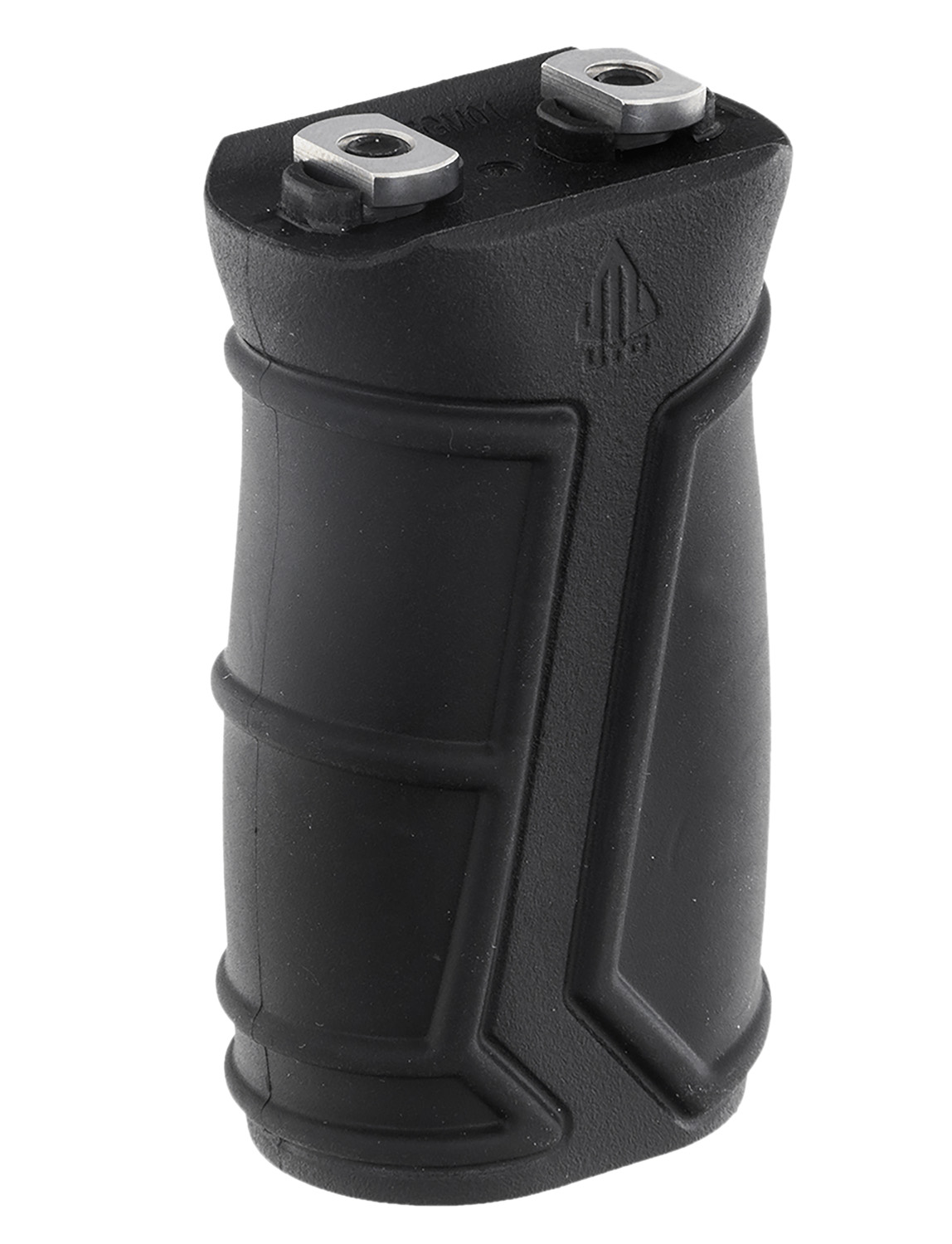 Black handheld stun gun with metal prongs