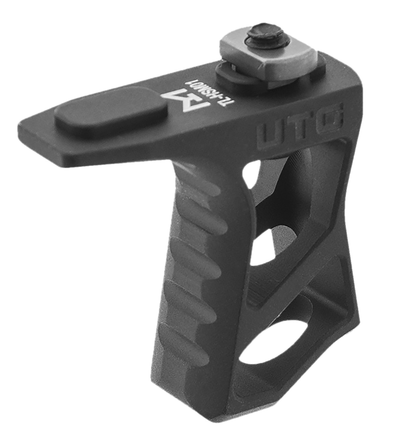 Black angled foregrip with mounting screw