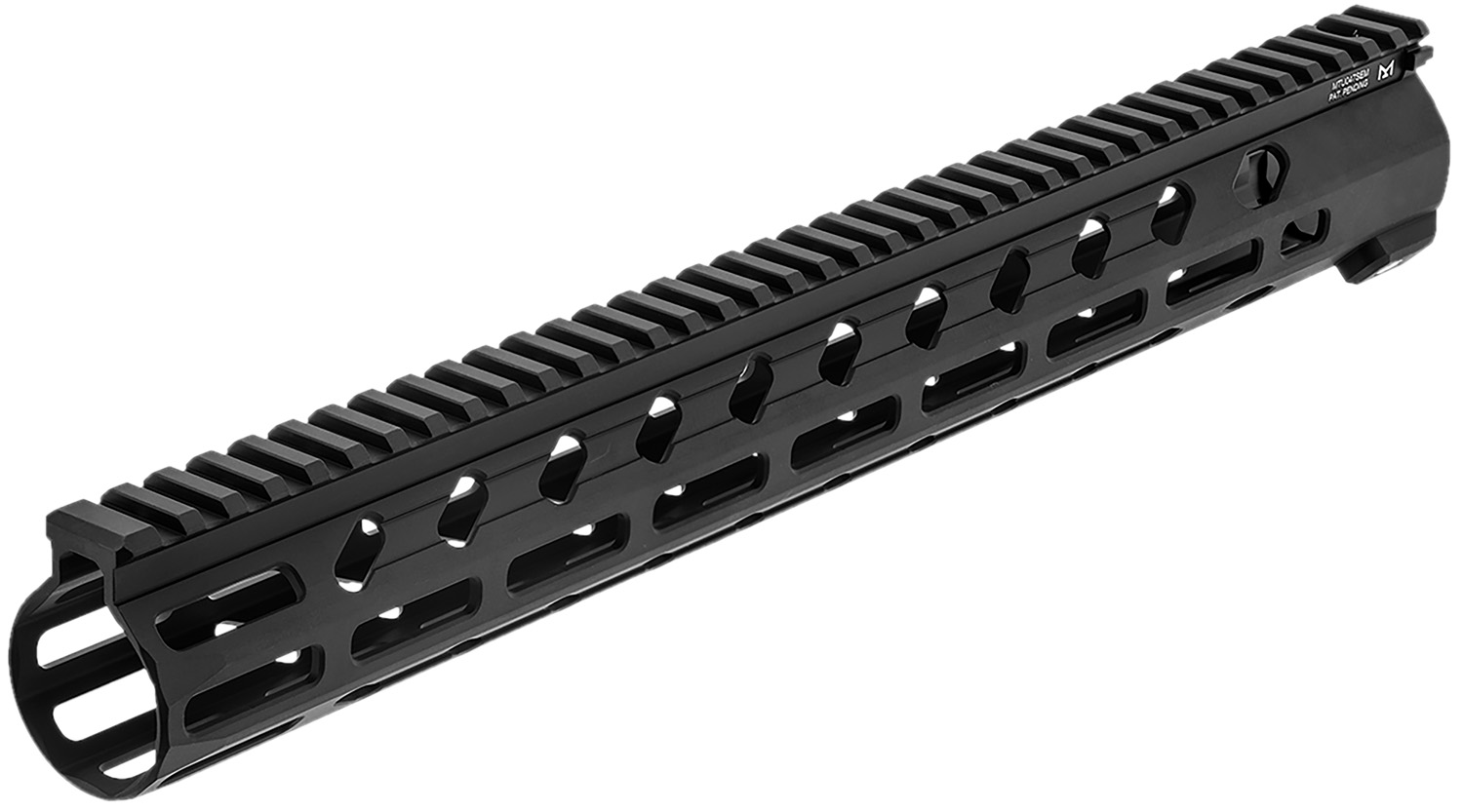 Black rifle handguard with top Picatinny rail