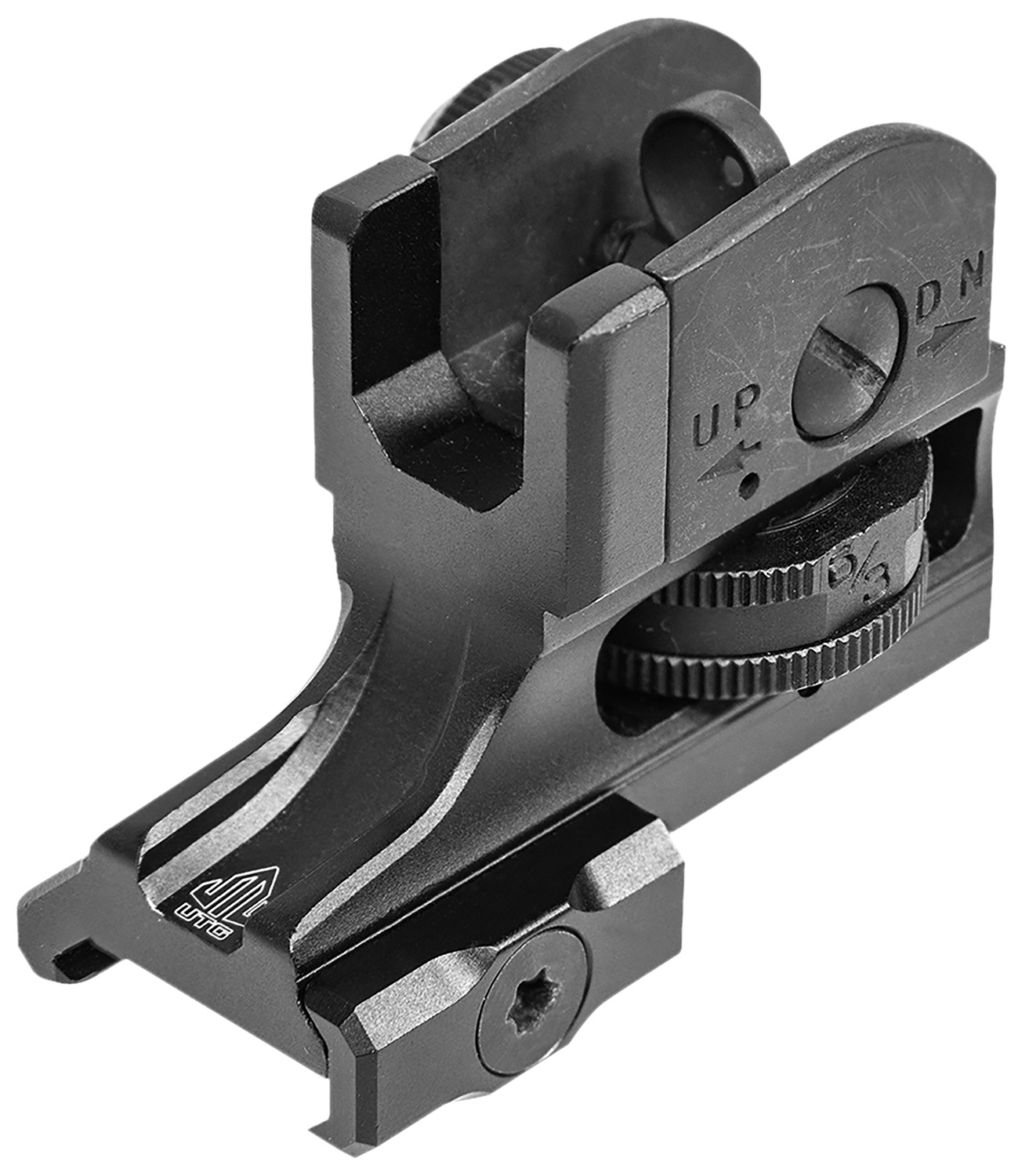 Adjustable black metal rifle rear sight