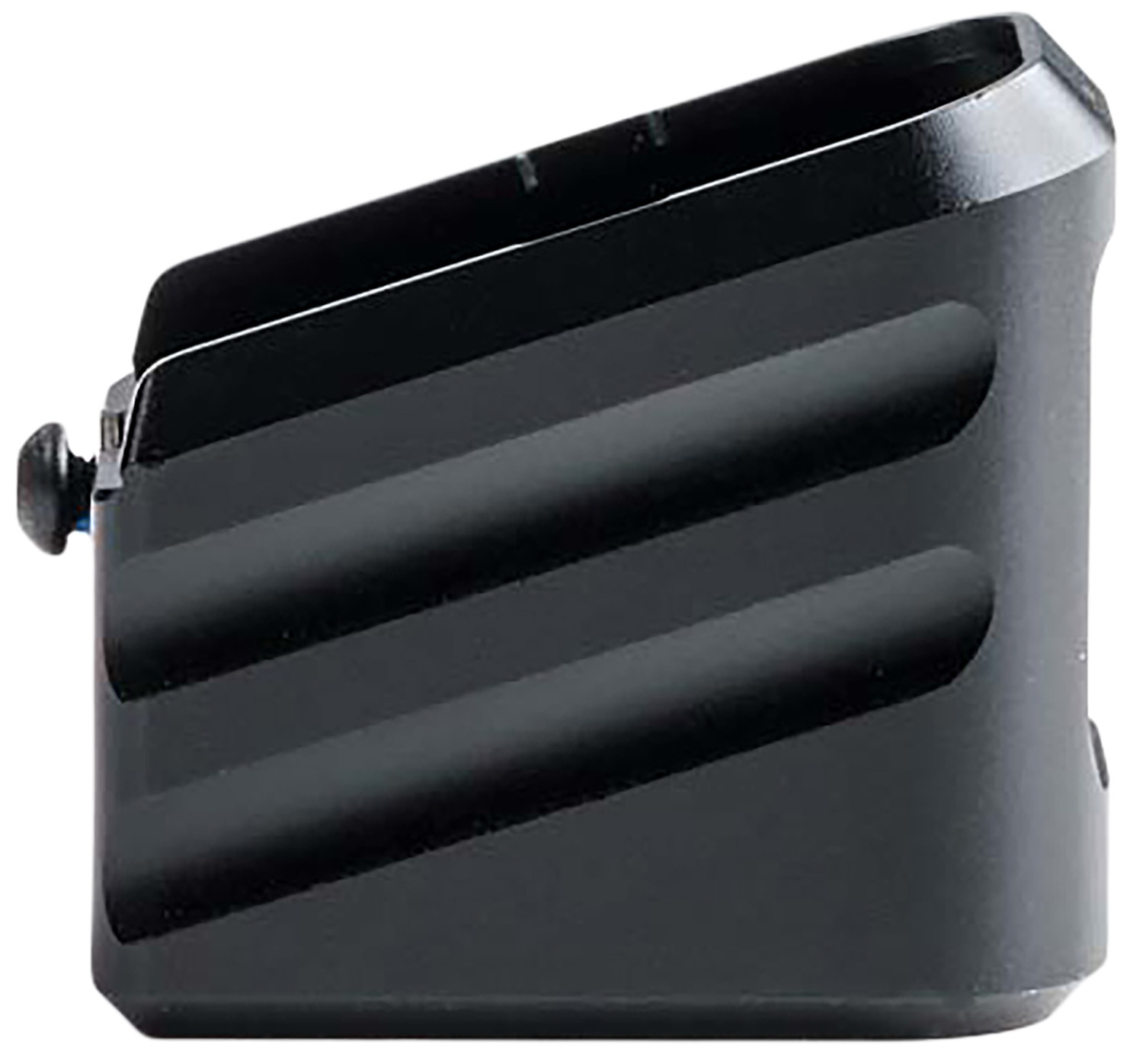Black detachable rifle magazine with ridged sides