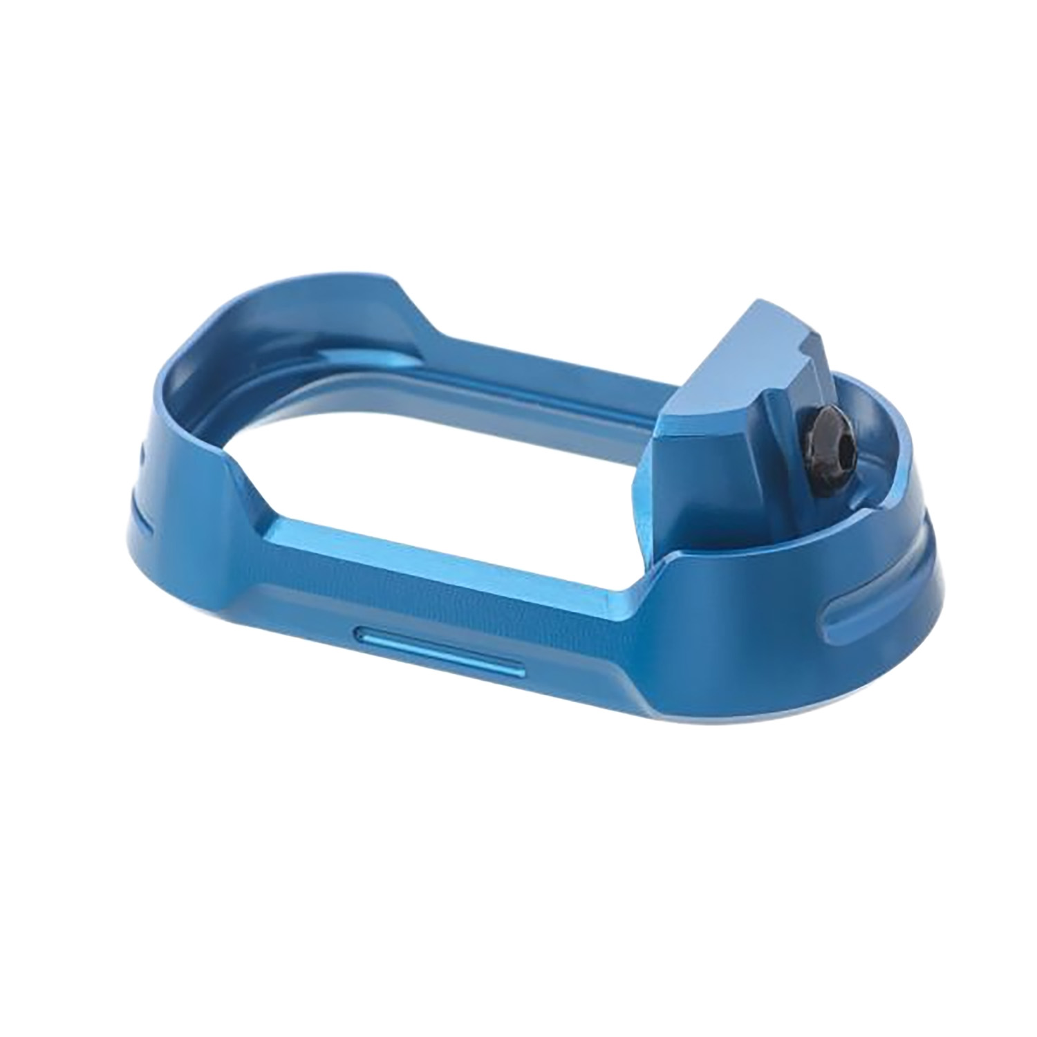 Blue anodized aluminum handgun magwell accessory