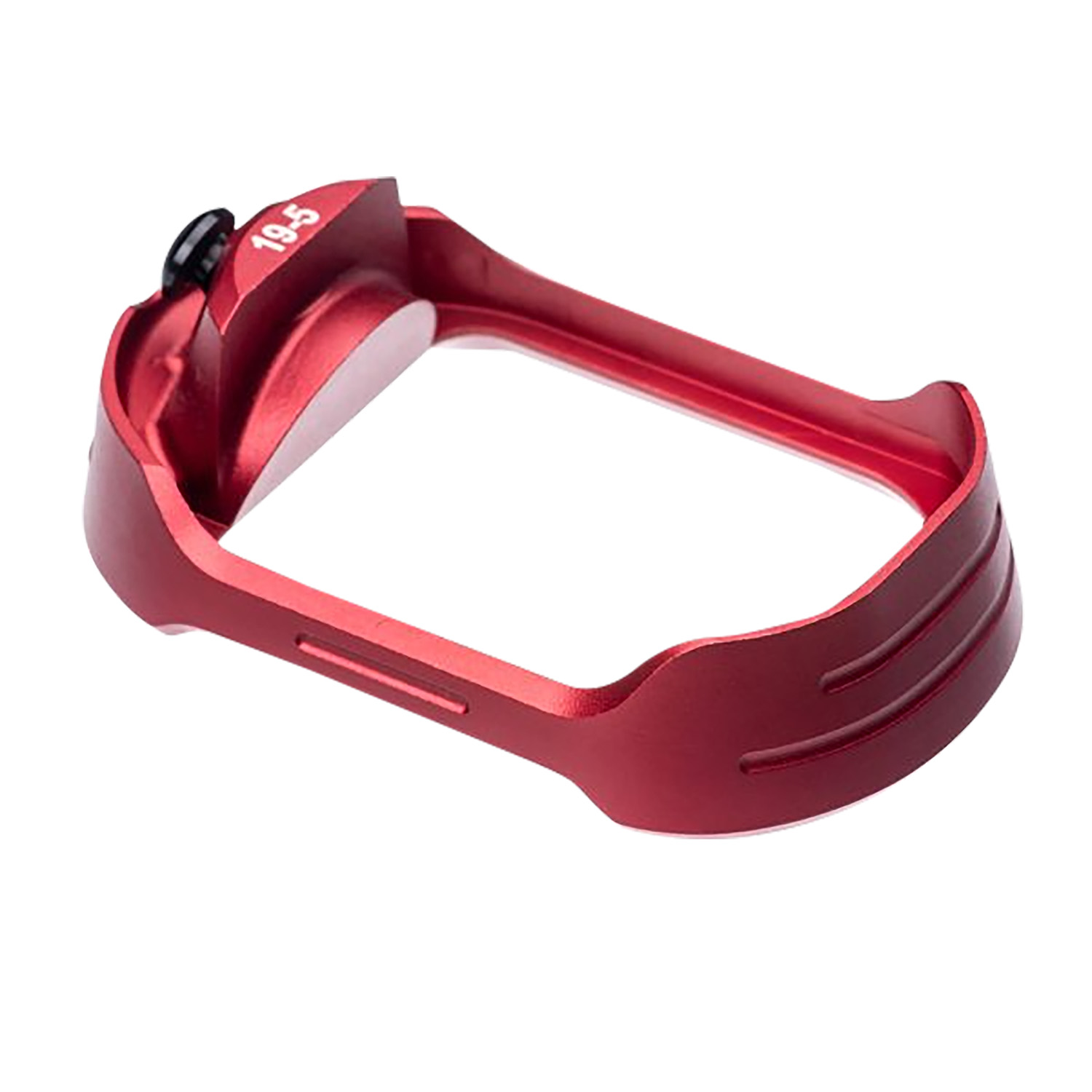 Red anodized aluminum pistol magwell accessory
