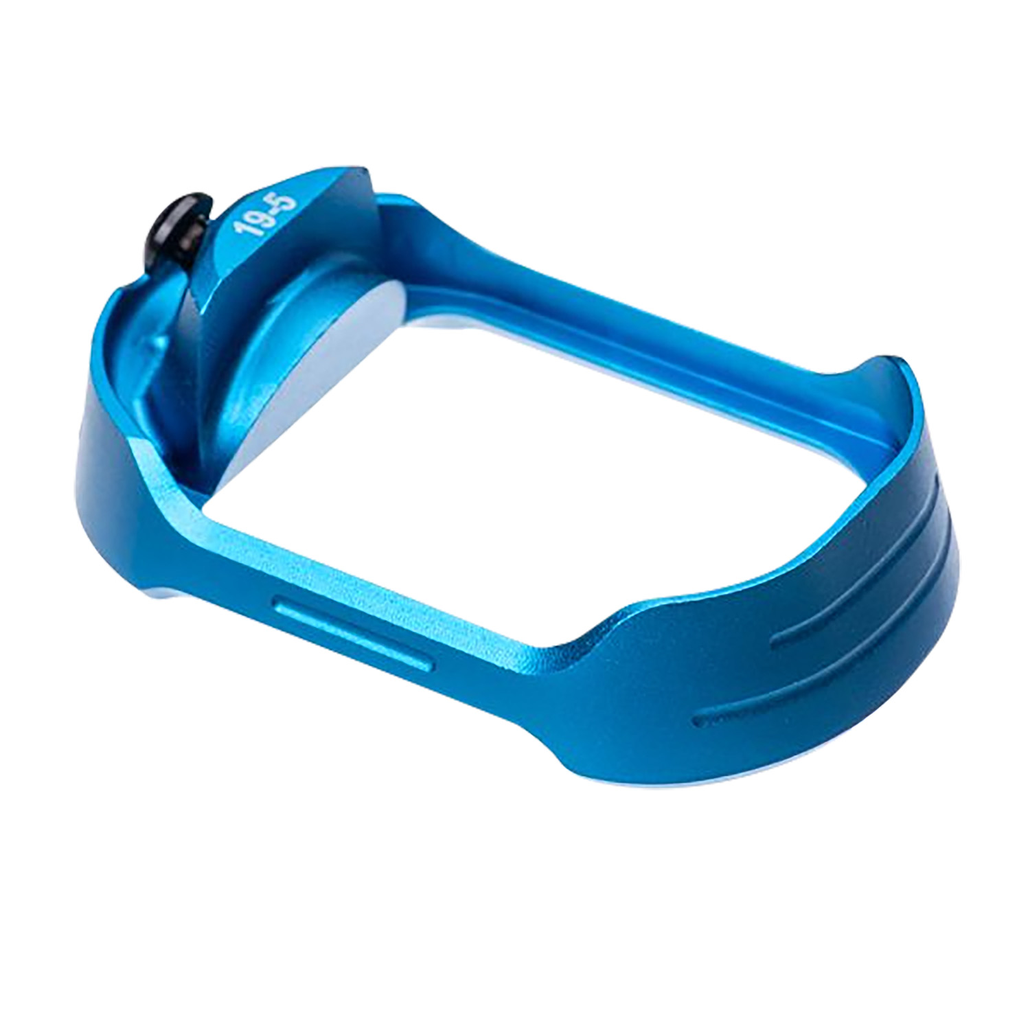 Blue aluminum pistol magwell attachment