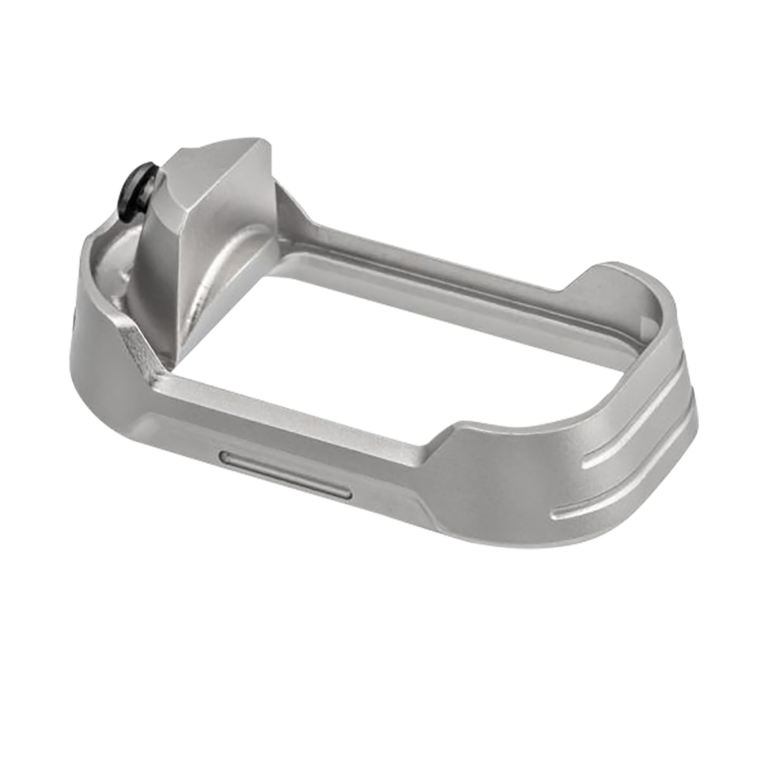 Silver aluminum pistol magazine well attachment