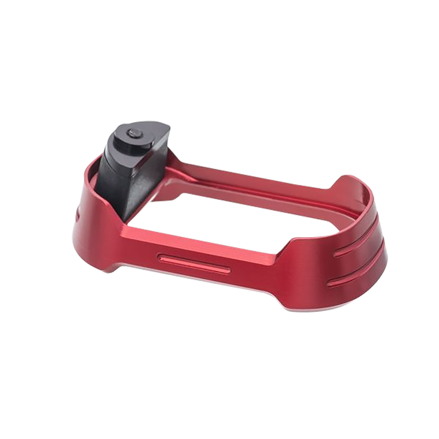 Red metal bracket with black angled attachment