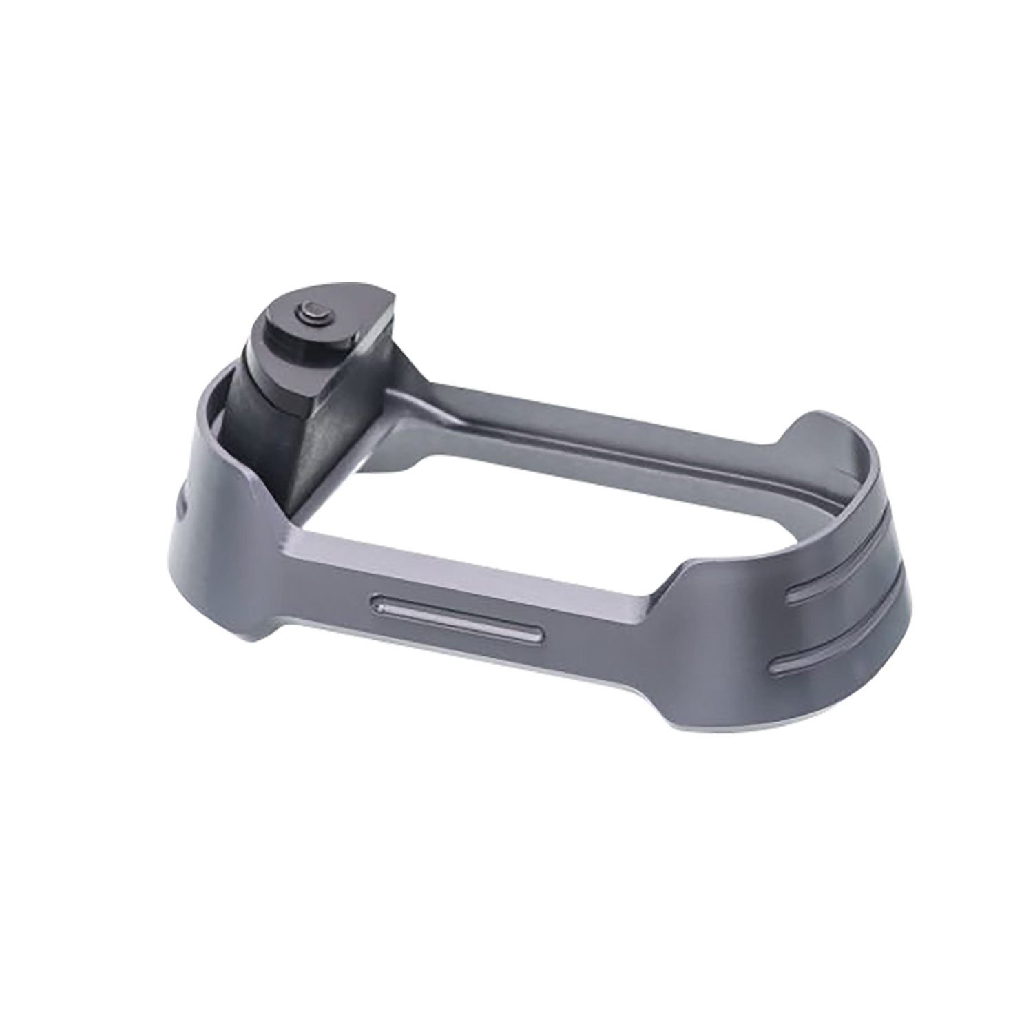 Gray metal mounting bracket with hinge joint