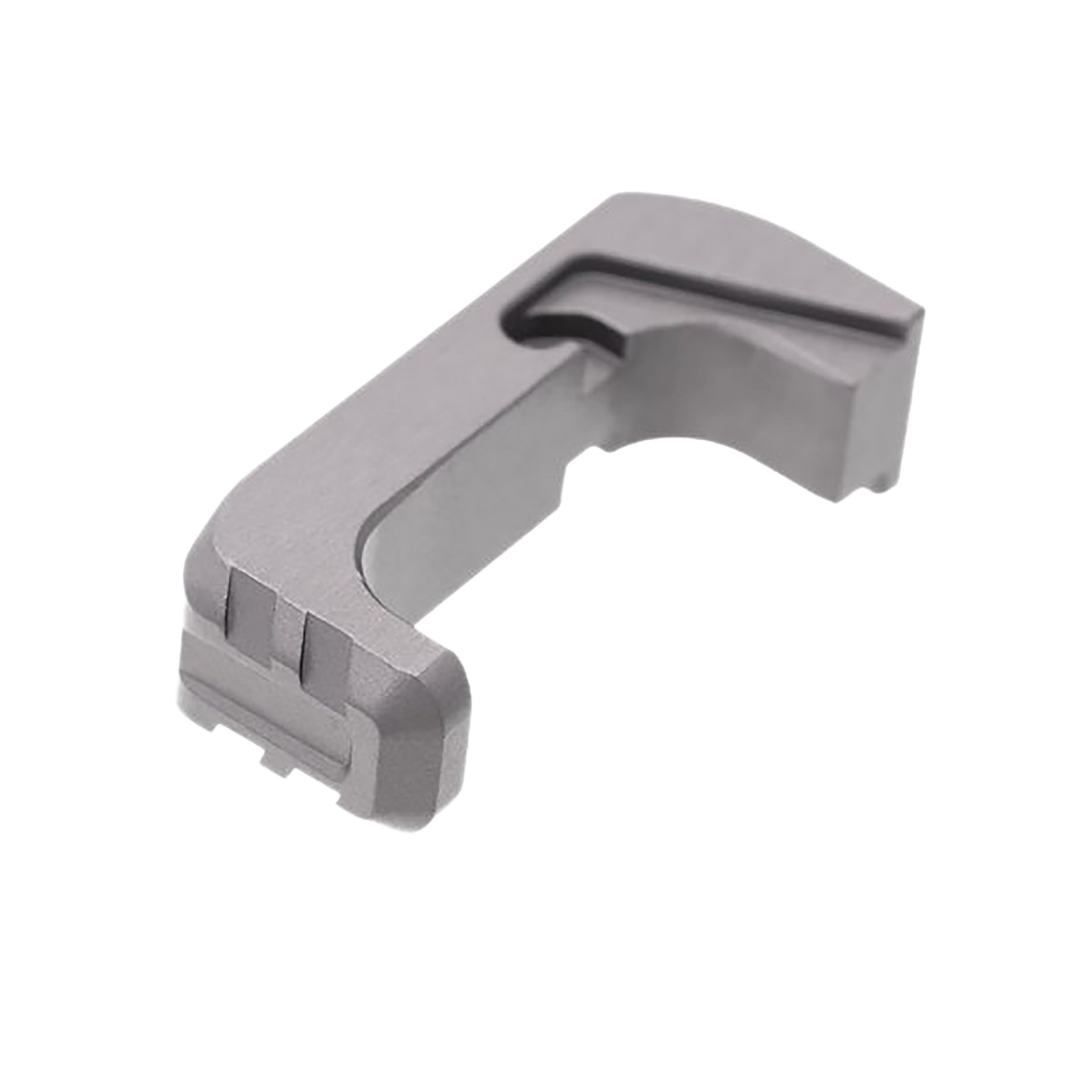 Gray metal bracket component isolated on white background