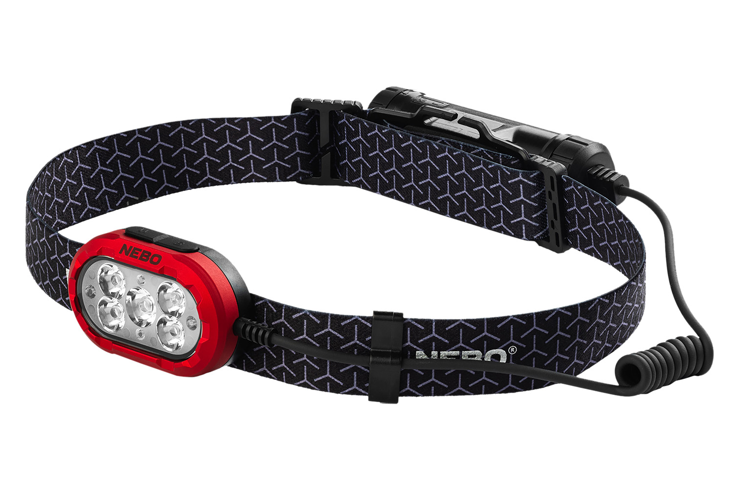 Red and black LED headlamp with adjustable strap