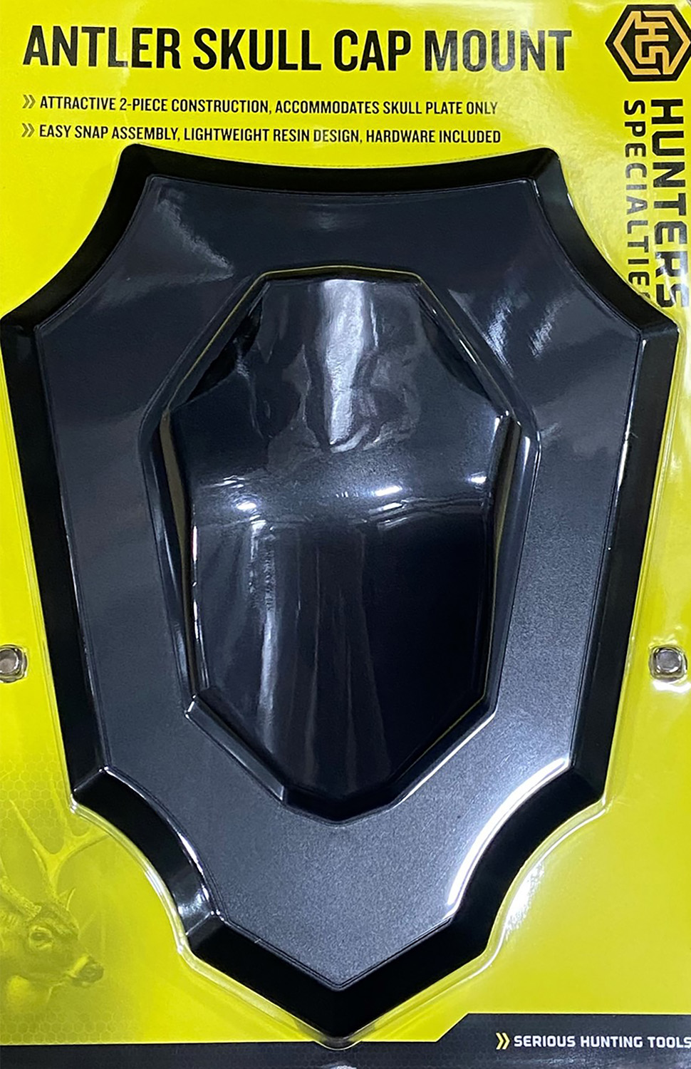 Black antler skull cap mount on packaging