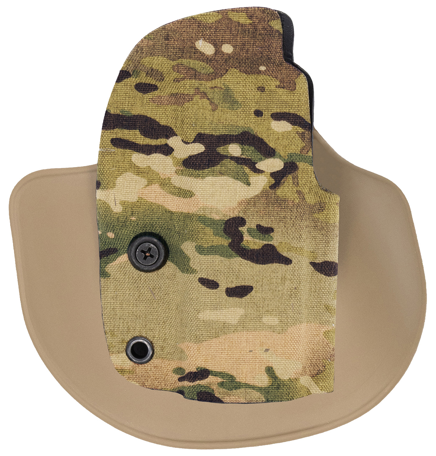Camouflage concealed carry holster with tan backing