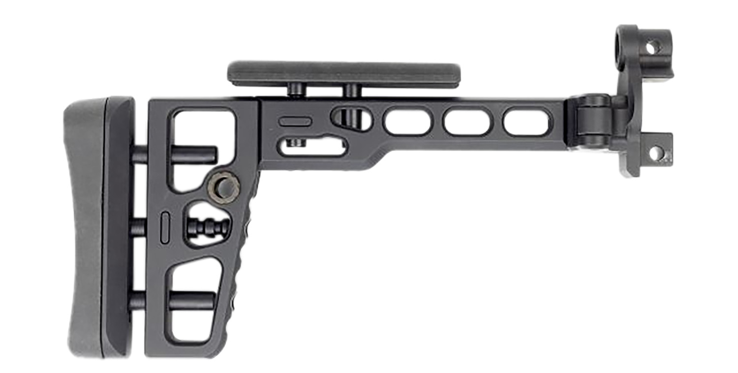 Adjustable folding rifle stock with mounting hinge