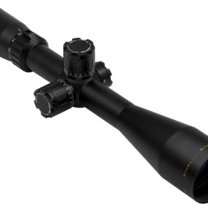 Black rifle scope with adjustment turrets